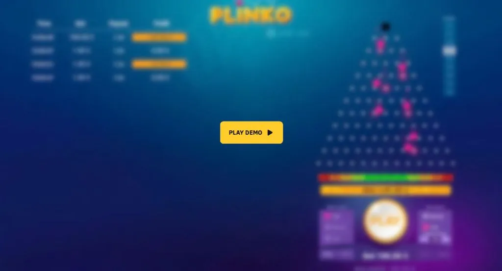 Экран запуска демоверсии Plinko с кнопкой Play Demo